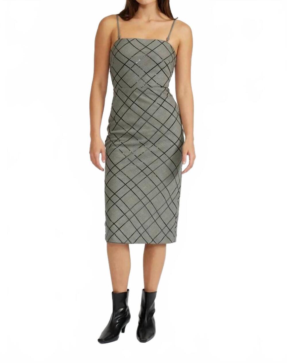 NEW LUCY PARIS klein midi dress in grey